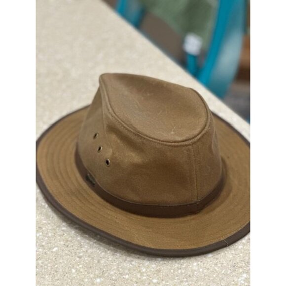 Mens Size Medium Original Outback Brown Oilskin Hat 100% Cotton with Koala Pouch - Picture 6 of 7